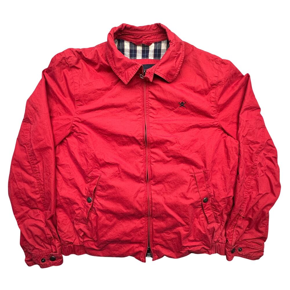 Hackett London Blouson Bomber Jacket Mens Large Harrington Zip Red Plaid Lined